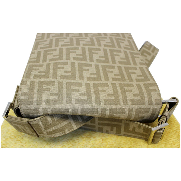 FENDI Zucca Flap Messenger Crossbody Bag Taupe