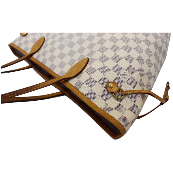 LOUIS VUITTON Neverfull MM Damier Azur Tote Shoulder Bag White