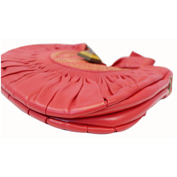 CHRISTIAN DIOR Plisse Pleated Leather Hobo Bag Red-US