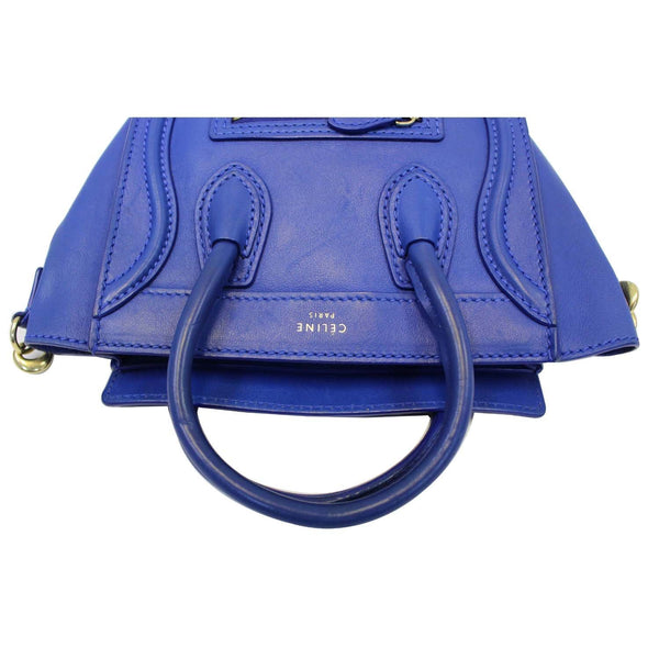 CELINE Nano Luggage Smooth Leather Tote Crossbody Bag Blue