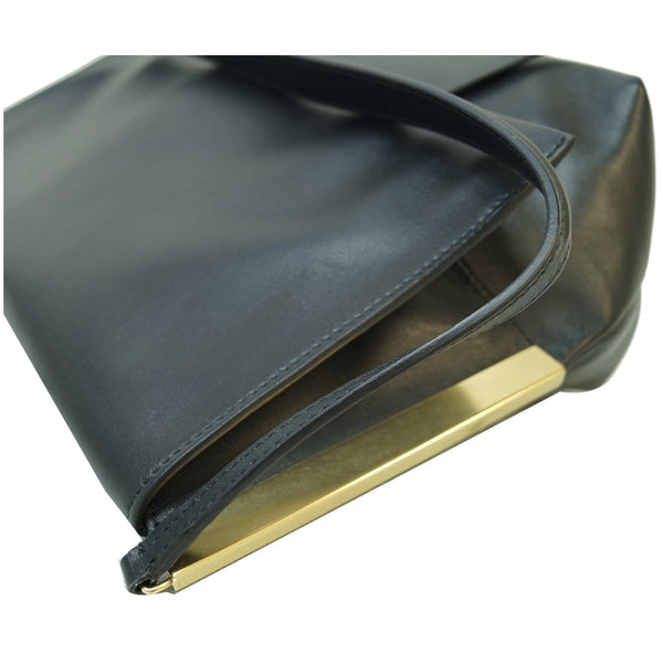 CELINE Flap Clasp Smooth Calfskin Shoulder Bag Black