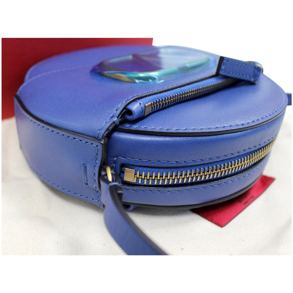 VALENTINO VLogo Round Calfskin Crossbody Bag Blue - Final Sale