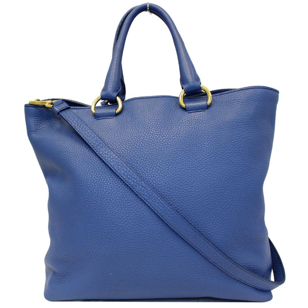 PRADA Vitello Phenix Leather Tote Bag Blue