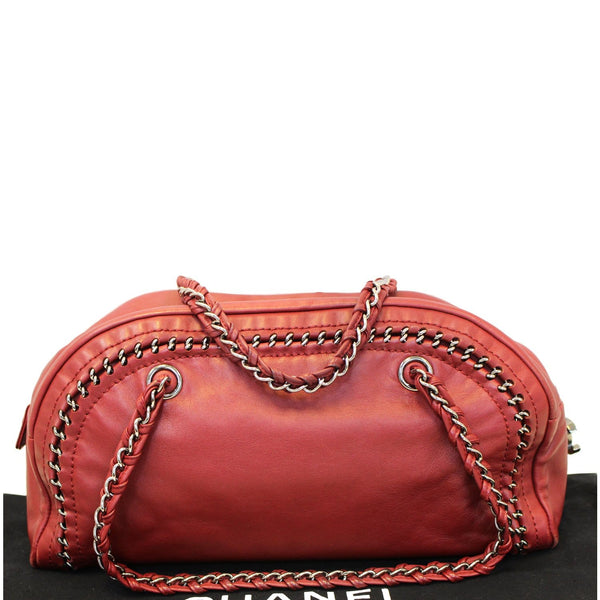 CHANEL Smooth Calfskin Petit Luxe Ligne Bowler Satchel Bag Red-US
