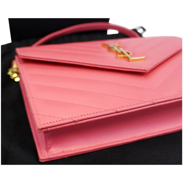 Saint Laurent Monogram Matelasse Wallet-on-A-Chain Crossbody Bag Pink-US