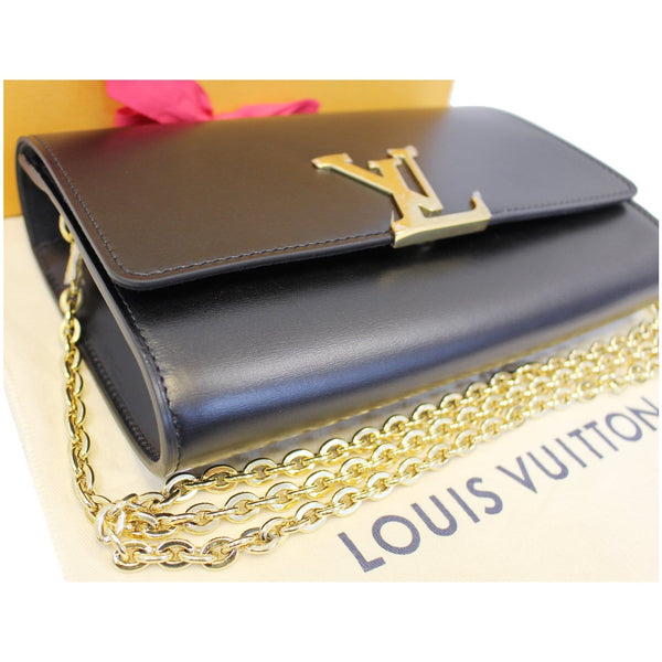 LOUIS VUITTON Chain Louise GM Noir Leather Shoulder Crossbody Bag-US
