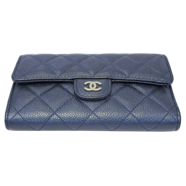 CHANEL Classic Flap Caviar Leather Wallet Navy Blue-US