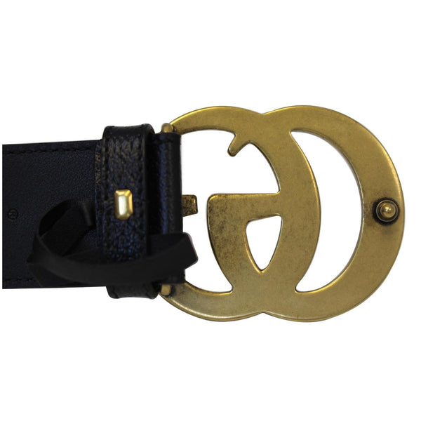 GUCCI Double G Buckle Leather Belt Black Size 41-US