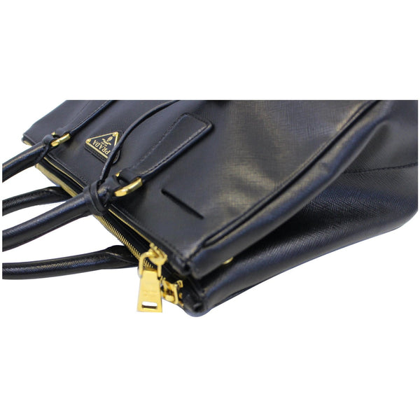 PRADA Saffiano Lux Small Double-Zip Tote Bag Black