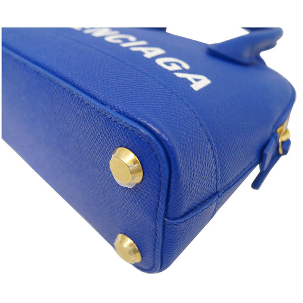 BALENCIAGA Ville Top Handle XXS Grained Leather Crossbody Bag Blue