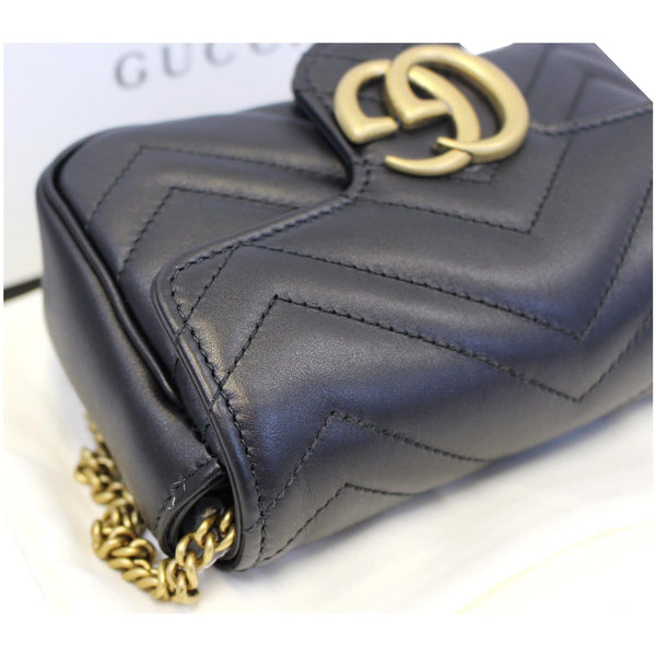 GUCCI GG Marmont Matelasse Leather Super Mini Crossbody Bag Black