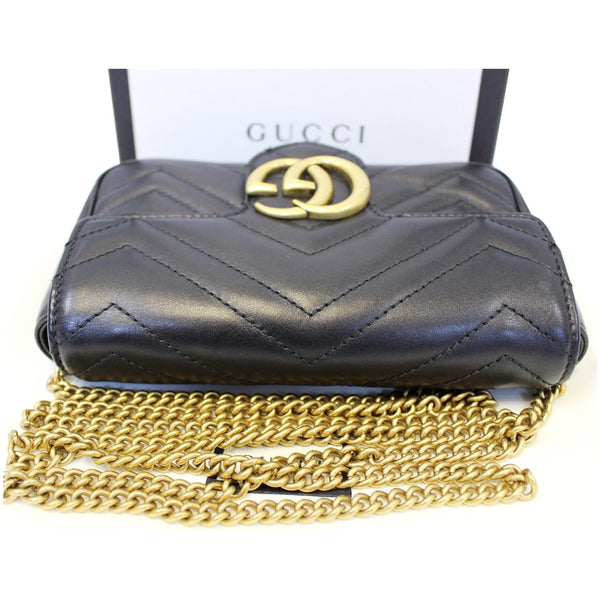 GUCCI GG Marmont Matelasse Black Leather Super Mini Crossbody Bag-US
