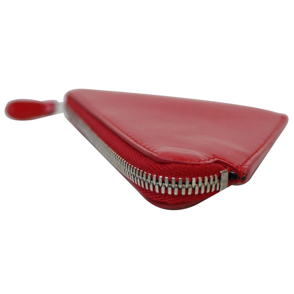 BALENCIAGA Triangle Patent Leather Coin Purse Red