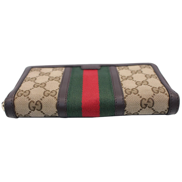 GUCCI Vintage Web GG Canvas Zip Around Wallet Beige