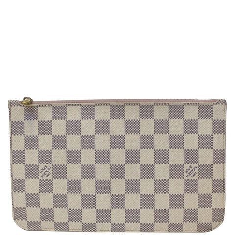 LOUIS VUITTON Pochette Wristlet Pouch Damier Azur Neverfull MM White