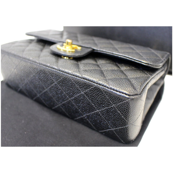 CHANEL Double Flap Small Caviar Leather Shoulder Bag Black-US