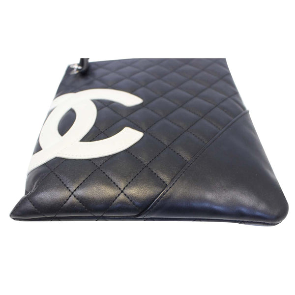 CHANEL Cambon Flat Calfskin Leather Messenger Crossbody Bag Black-US