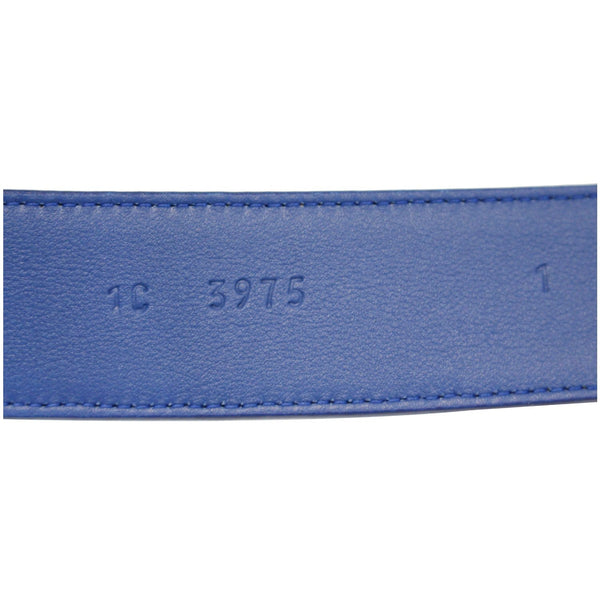 PRADA Round Logo Blue Saffiano Leather Belt Size 40-US