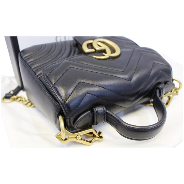 GUCCI GG Marmont Mini Leather Top Handle Bag Black 547260