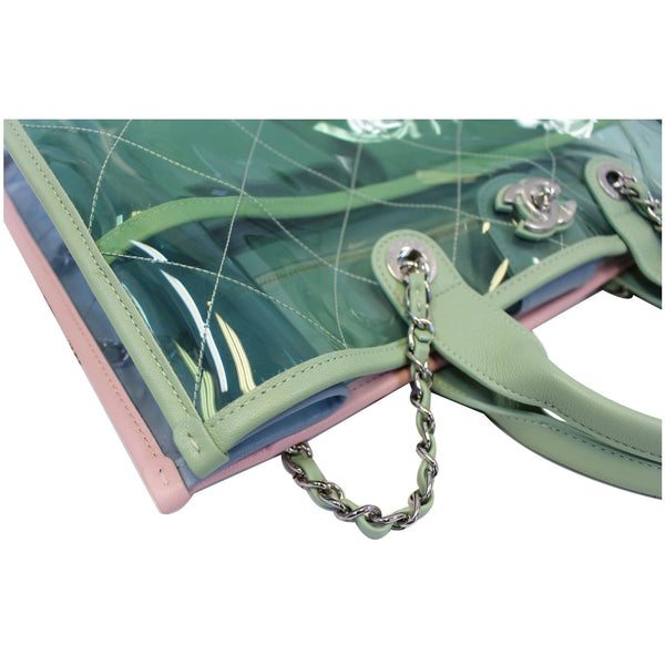 CHANEL Coco Splash Medium Lambskin PVC Quilted Shopping Bag Blue Green-US