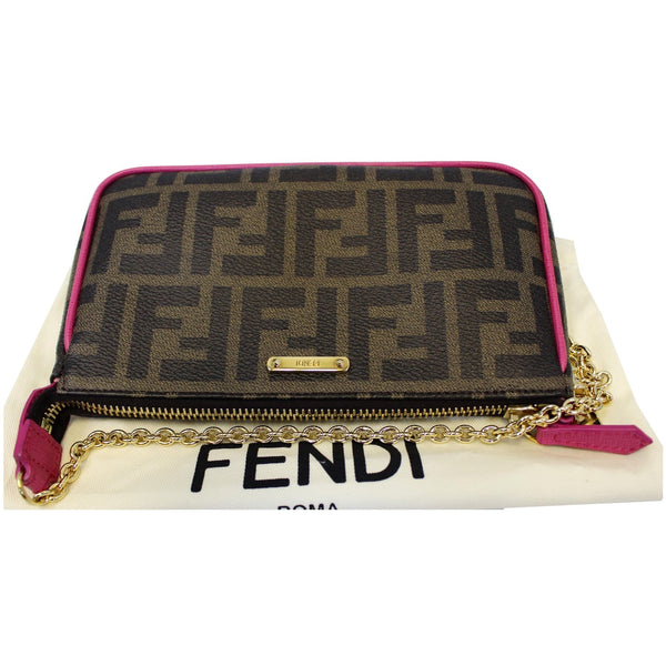 FENDI Spalmati Zucca Pochette Pouch Fuchsia-US