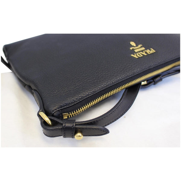 Prada Vitello Daino Leather Crossbody Bag Black corner view