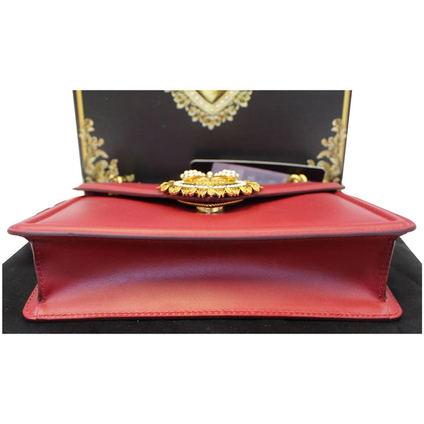 DOLCE & GABBANA Devotion Mini Leather Crossbody Bag Red