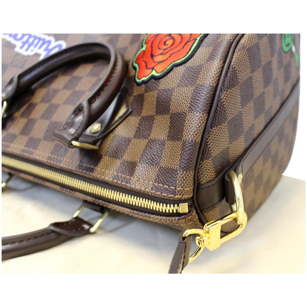 Louis Vuitton Speedy 30 Patches Damier Ebene Bag Corner