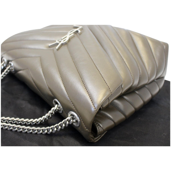 YVES SAINT LAURENT Matelasse Loulou Monogram Calfskin Shoulder Bag Grey