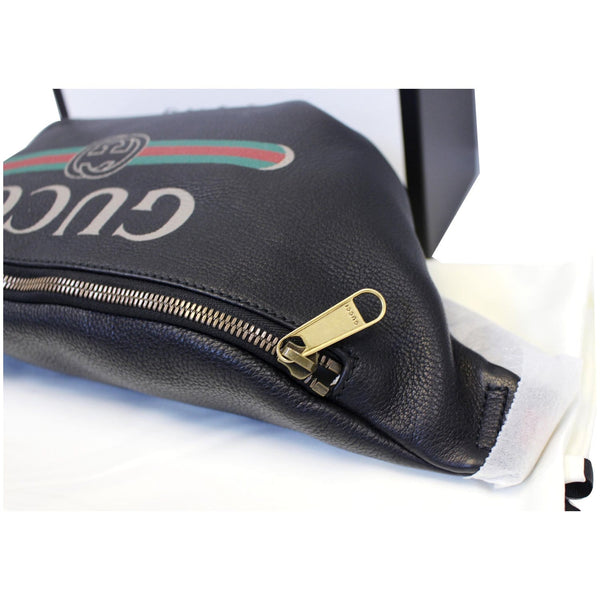 GUCCI Print Leather Black Belt Waist Bum Bag Medium 530412