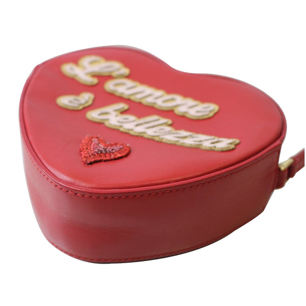 DOLCE & GABBANA L'amore Heart Leather Shoulder Bag Red