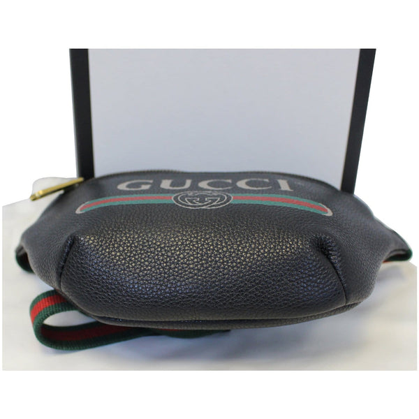 GUCCI Print Leather Black Belt Waist Bum Bag Small 527792-US