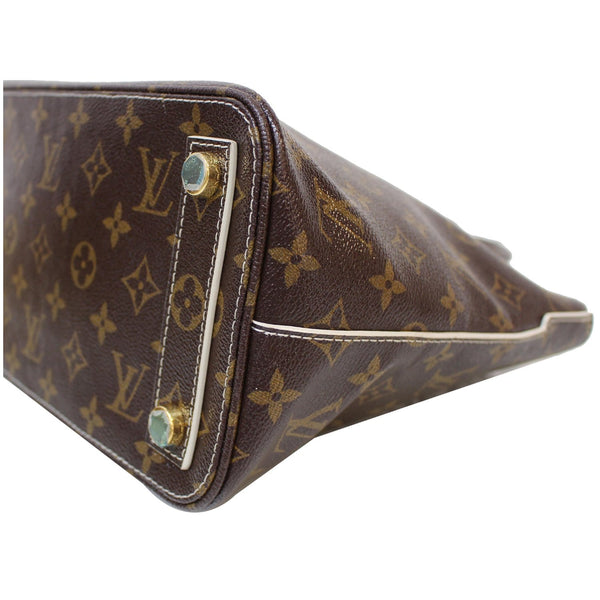 brass studs Lv Fetish Lockit Monogram Leather Pouch