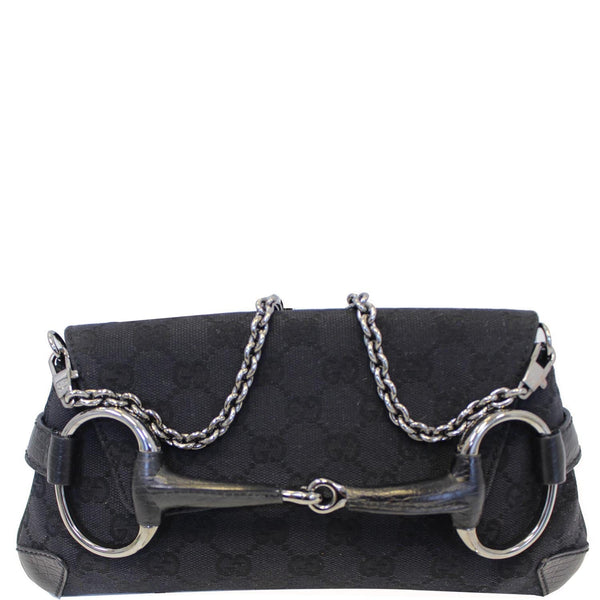 GUCCI Horsebit GG Canvas Clutch Bag Black-US