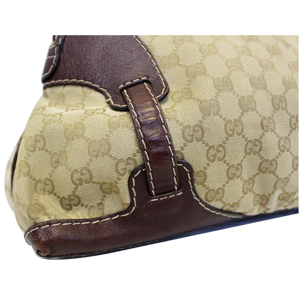 GUCCI Beige GG Canvas Horsebit Nail Medium Boston Bag