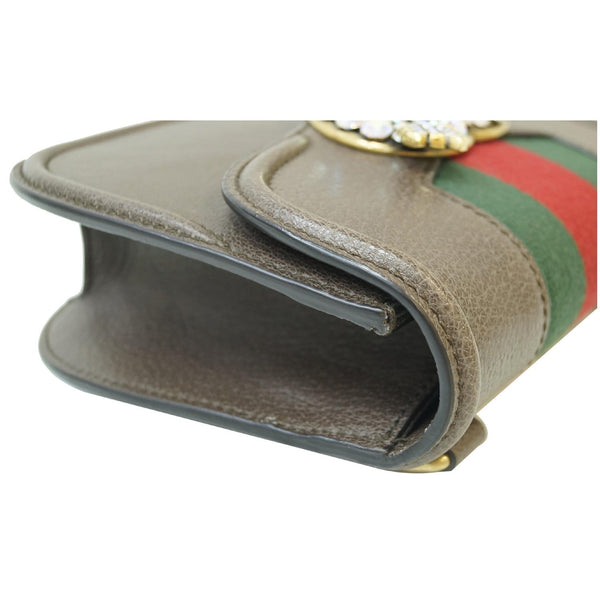 GUCCI Jeweled Heart Leather Totem Messenger Bag Brown 500756