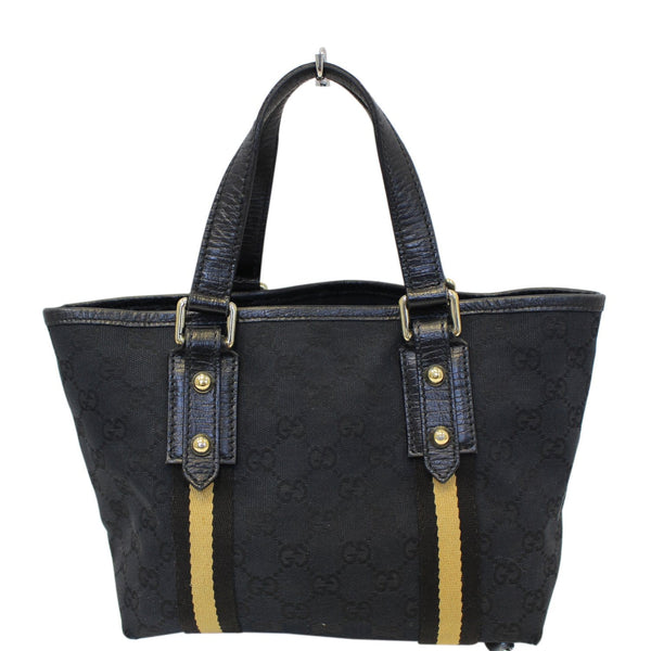 GUCCI Black GG Canvas Jolicoeur Yellow Stripe Small Tote Bag-US
