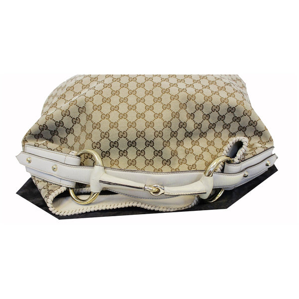 GUCCI Horsebit GG Canvas Large Hobo Bag Beige/White 114900