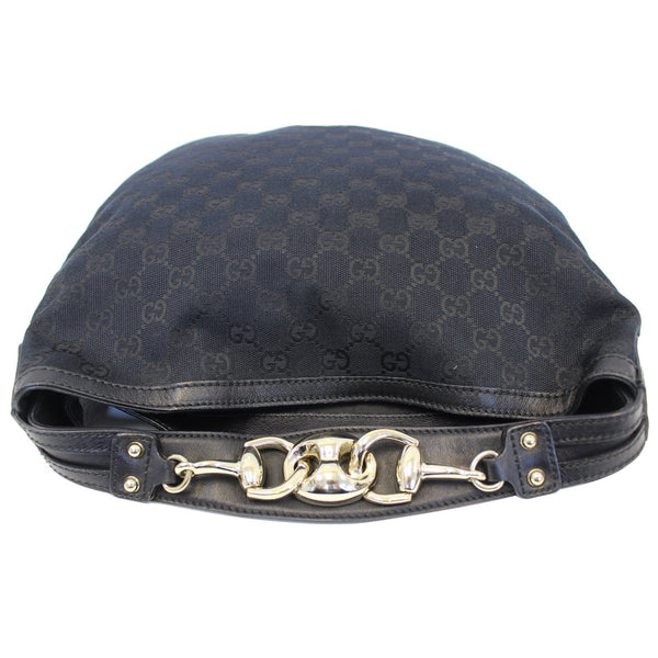 GUCCI GG Canvas Horsebit Medium Wave Hobo Bag Black-US