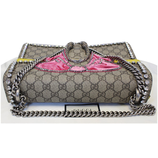 GUCCI Dionysus Medium GG Supreme Embroidered Crystal Bow Shoulder Bag Beige -US