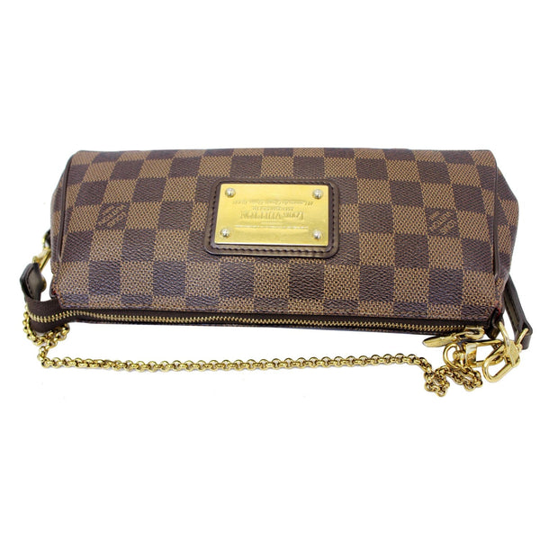 LOUIS VUITTON Pochette Eva Damier Ebene Clutch Crossbody Bag Brown