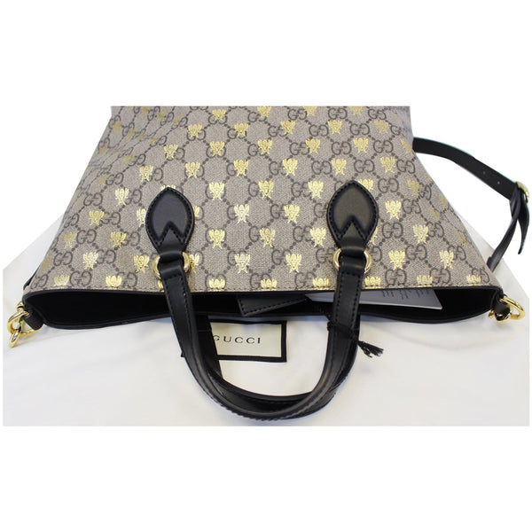 GUCCI GG Supreme Bees Monogram Tote Bag Black/Gold 473887-US