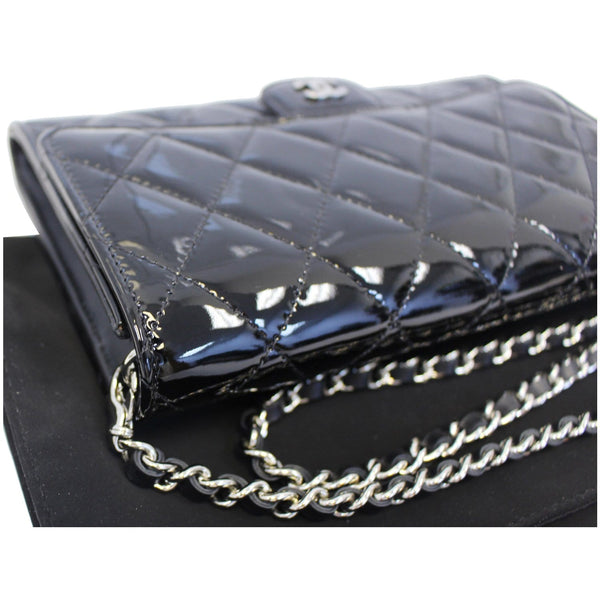 Chanel Flap Shoulder Bag Patent black Leather with chain