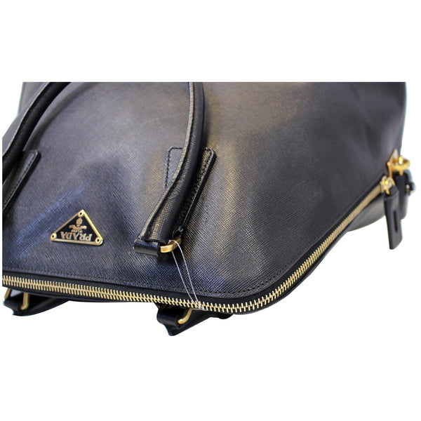 PRADA Saffiano Dome Black Leather Satchel Bag-US