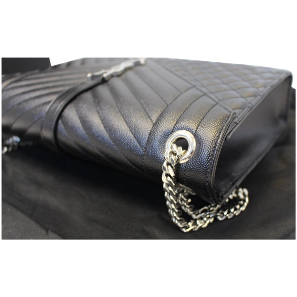 YVES SAINT LAURENT Envelope Large Matelasse Embossed Leather Shoulder Bag Black