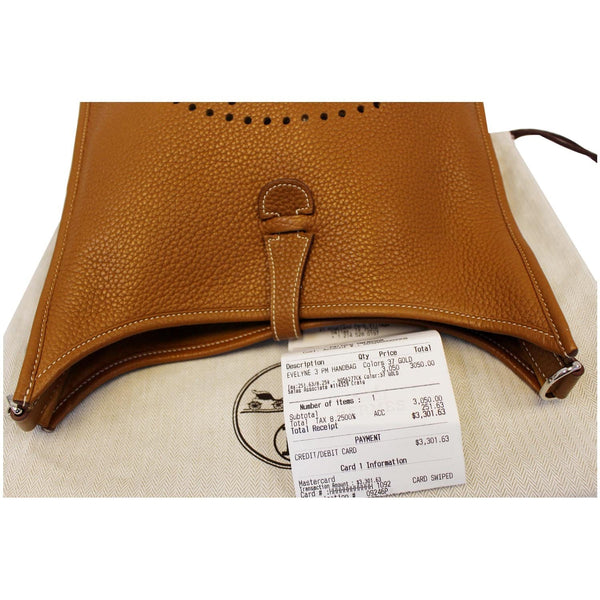 HERMES Evelyne PM III Clemence Leather Shoulder Crossbody Bag Gold-US