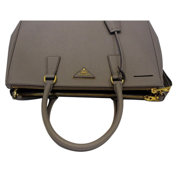 PRADA Saffiano Double Zip Executive Tote Shoulder Bag Grey-US