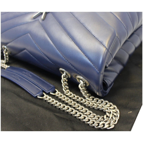 YVES SAINT LAURENT Matelasse Loulou Monogram Calfskin Shoulder Bag Blue