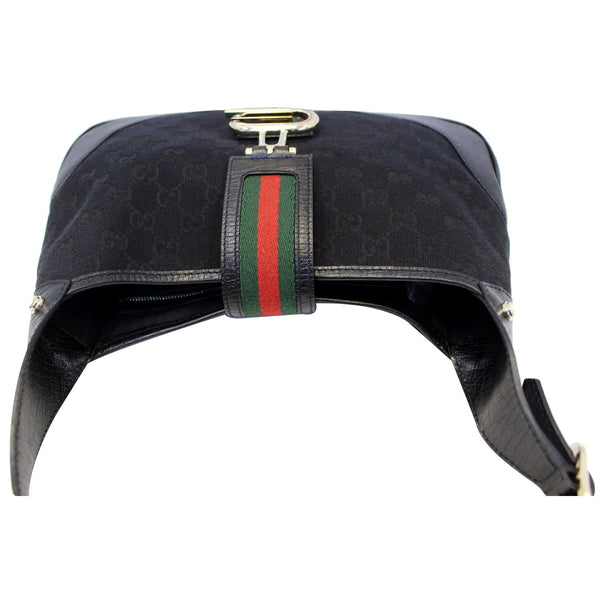 GUCCI GG Canvas Web Hobo Bag Black 130779-US