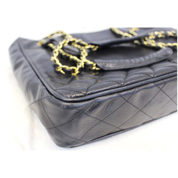 CHANEL Black Lambskin Tote Shoulder Bag Vintage-US